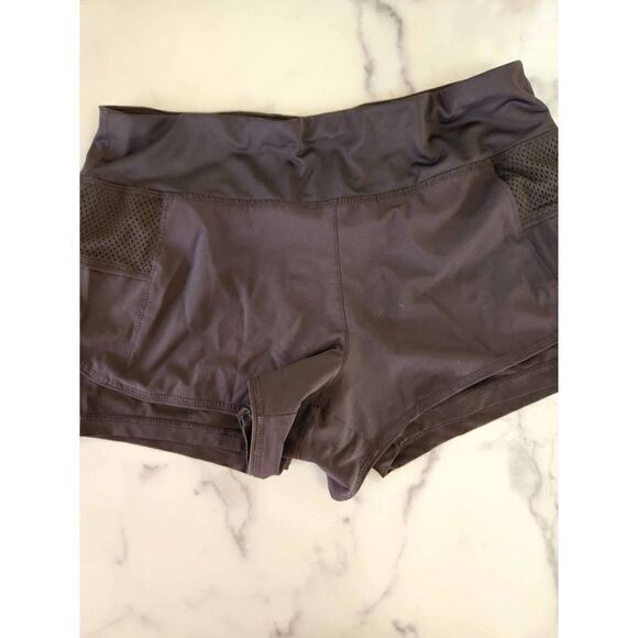 Womens black Medium shorts gym activewear running lined pull on short shorts - Picture 1 of 4